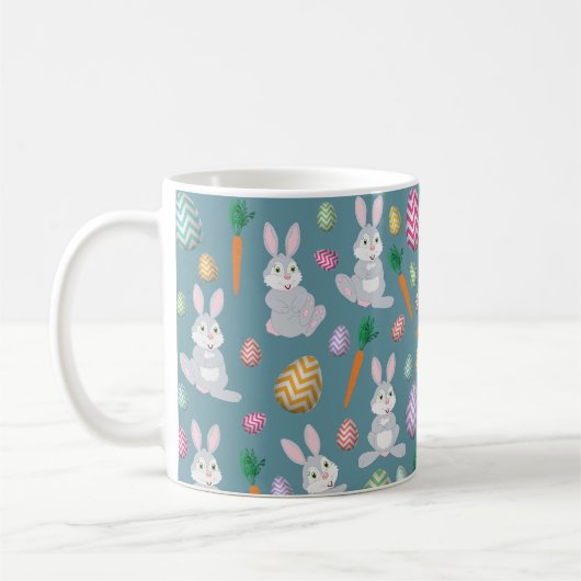Niedlich Blue Oaster Bunny Rabbit Muster Kaffeetasse (Links)