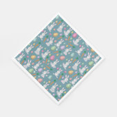 Niedlich Blue Oaster Bunny Rabbit Muster Serviette (Ecke)