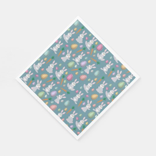 Niedlich Blue Oaster Bunny Rabbit Muster Serviette (Ecke)