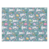 Niedlich Blue Oaster Bunny Rabbit Muster Tischdecke (Vorderseite (Horizontal))