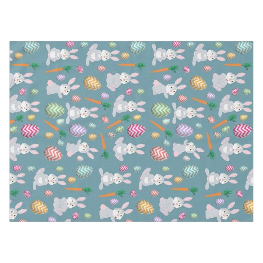 Niedlich Blue Oaster Bunny Rabbit Muster Tischdecke (Vorderseite (Horizontal))