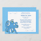 Niedlich Blue Octopus Baby Dusche Einladung (Vorne/Hinten)
