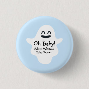 Niedlich Blue Oh Baby! Ghost Halloween Baby Dusche Button