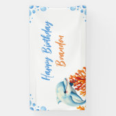 Niedlich Blue & Orange Coral Dolphin Kindergeburts Banner (Vertikal)