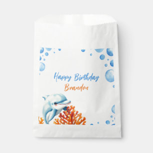 Niedlich Blue & Orange Coral Dolphin Kindergeburts Geschenktütchen