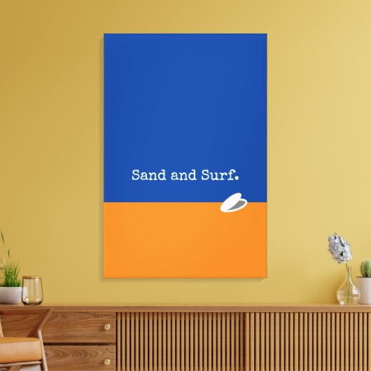 Niedlich Blue Orange Sand Surf Happy Clam Minimali Leinwanddruck (Insitu (Wohnzimmer))