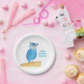 Niedlich Blue Owl Personalisiert Paper Teller, Geb Pappteller (Party)