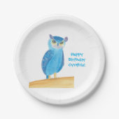 Niedlich Blue Owl Personalisiert Paper Teller, Geb Pappteller (Vorderseite)