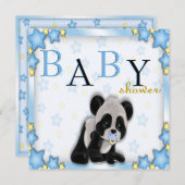 Niedlich Blue Panda Bear Baby Dusche einladen Einladung (Vorne/Hinten)