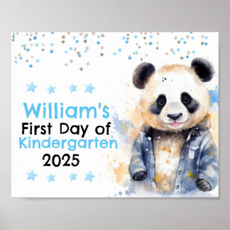 Niedlich Blue Panda Erster Schultag Chalkboard Poster