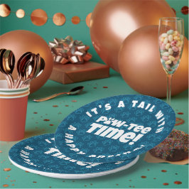 Niedlich Blue Pawprints Pet Adoption Paw-tee! Zeit Pappteller