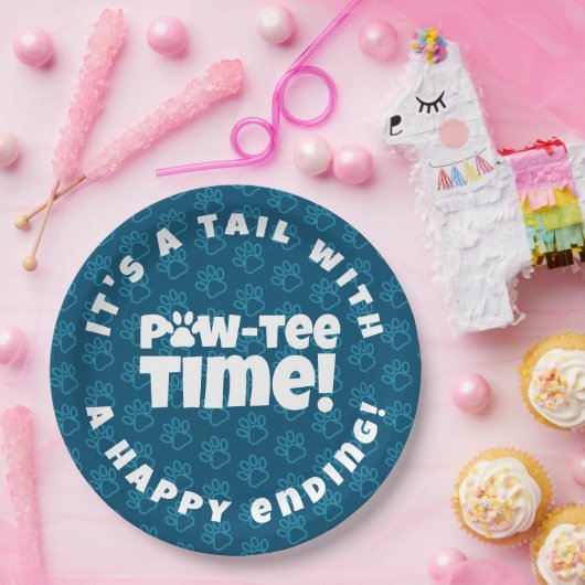 Niedlich Blue Pawprints Pet Adoption Paw-tee! Zeit Pappteller (Party)