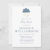 Niedlich Blue Peach Raindrops Boy Baby Dusche Einladung (Vorderseite)