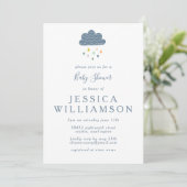 Niedlich Blue Peach Raindrops Boy Baby Dusche Einladung (Stehend Vorderseite)