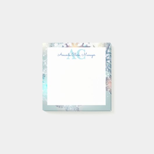 Niedlich Blue Personalisiert Monogramm Name Post-it Klebezettel (Vorderseite)