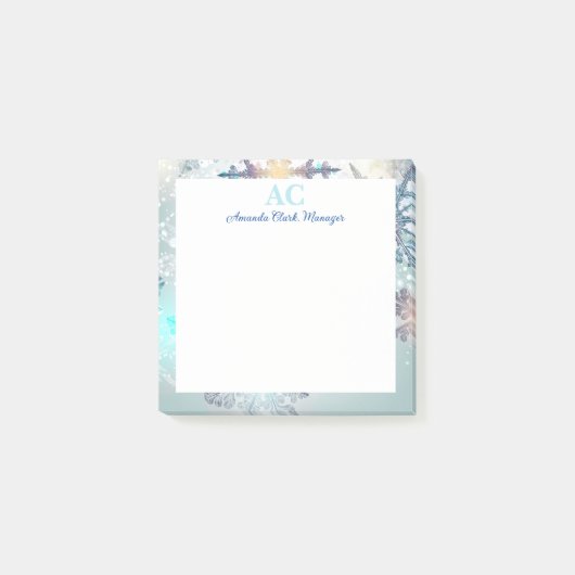 Niedlich Blue Personalisiert Monogramm Name Post-it Klebezettel (Vorderseite)