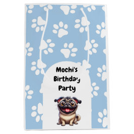 Niedlich Blue Pet Mops Geburtstagsparty Mittlere Geschenktüte