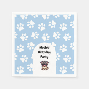 Niedlich Blue Pet Mops Geburtstagsparty Serviette
