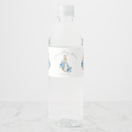 Niedlich Blue Peter Rabbit Baby Dusche Wasserflaschenetikett (Vorderseite)