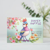 Niedlich Blue Pink Bird Floral Baby Dusche Begleitkarte (Stehend Vorderseite)