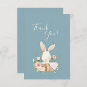 Niedlich Blue Pink Bunny Baby Dusche Vielen Dank Dankeskarte (Vorne/Hinten)