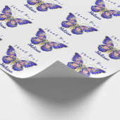 Niedlich Blue Pink Gold Butterfly Floral Vielen Da Geschenkpapier (Ecke)