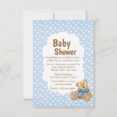 Niedlich Blue Polka Dots Baby Dusche Einladung (Rückseite)