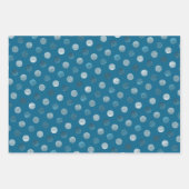 Niedlich Blue Polka Dots Modernes & elegantes Weih Geschenkpapier Set (Vorderseite 3)