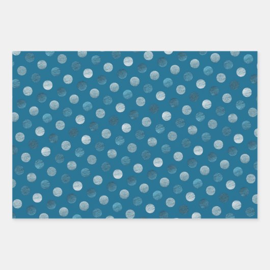Niedlich Blue Polka Dots Modernes & elegantes Weih Geschenkpapier Set (Vorderseite 3)