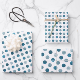 Niedlich Blue Polka Dots Modernes & elegantes Weih Geschenkpapier Set