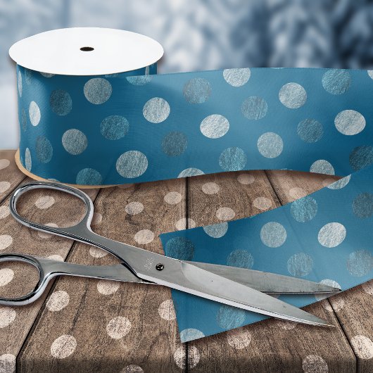 Niedlich Blue Polka Dots Modernes & elegantes Weih Satinband