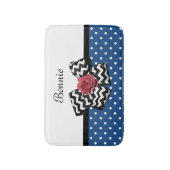 Niedlich Blue Polka Dots Rote Rose Zickzack Bow un Badematte (Vorderseite Vertikal)