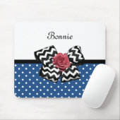 Niedlich Blue Polka Dots Rote Rose Zickzack Bow un Mousepad (Mit Mouse)