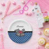 Niedlich Blue Polka Dots Rote Rose Zickzack Bow un Pappteller (Party)