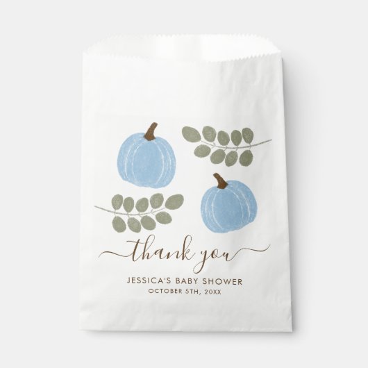 Niedlich Blue Pumpkin Eucalyptus Fall Boy Baby Dus Geschenktütchen (Vorderseite)