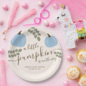 Niedlich Blue Pumpkin Eucalyptus Fall Boy Baby Dus Pappteller (Party)