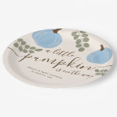 Niedlich Blue Pumpkin Eucalyptus Fall Boy Baby Dus Pappteller (Schrägansicht)