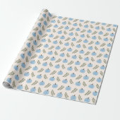 Niedlich Blue Pumpkin Eucalyptus Fall Pattern Geschenkpapier (Ungerollt)