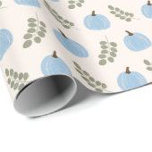 Niedlich Blue Pumpkin Eucalyptus Fall Pattern Geschenkpapier (Rolleneckpunkt)