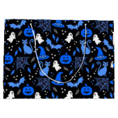 Niedlich Blue Pumpkin Ghost Halloween-Muster Große Geschenktüte (Rückseite)