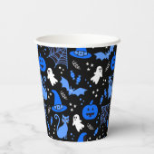 Niedlich Blue Pumpkin Ghost Halloween-Muster Pappbecher (Rückseite)