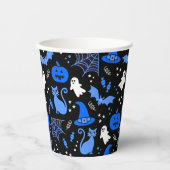 Niedlich Blue Pumpkin Ghost Halloween-Muster Pappbecher (Vorderseite)