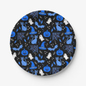 Niedlich Blue Pumpkin Ghost Halloween-Muster Pappteller (Vorderseite)