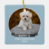Niedlich Blue Puppy 1. Foto für Weihnachtshunde Keramikornament (Vorderseite)