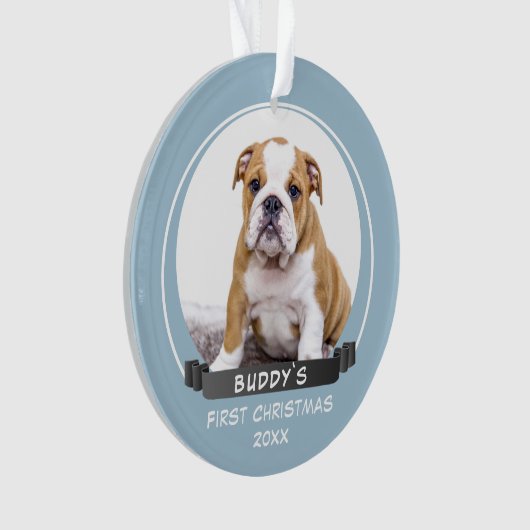 Niedlich Blue Puppy 1. Foto für Weihnachtshunde Ornament (Vorderseite)