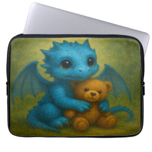Niedlich Blue Puppy Mit Augen Baby Dragon mit Tedd Laptopschutzhülle