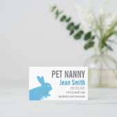 Niedlich Blue Rabbit Pet Nanny Babysitter Visitenkarte (Stehend Vorderseite)
