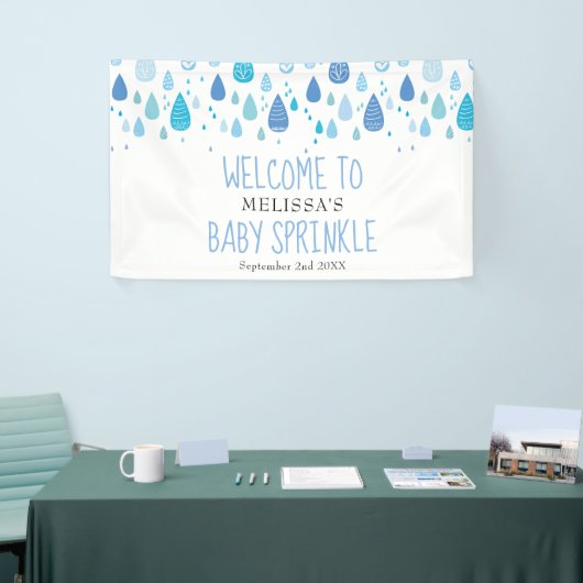 Niedlich Blue Raindrops Baby Sprinkle / Dusche Wil Banner (Messeveranstaltung)