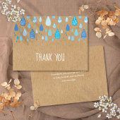 Niedlich Blue Raindrops Boho Rustic Kraft Stilvoll Dankeskarte