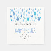Niedlich Blue Raindrops Paare Kinderdusche Sprinkl Serviette (Vorderseite)
